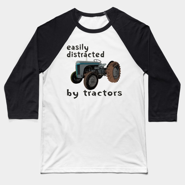 retro easily distracted by tractors Baseball T-Shirt by seadogprints